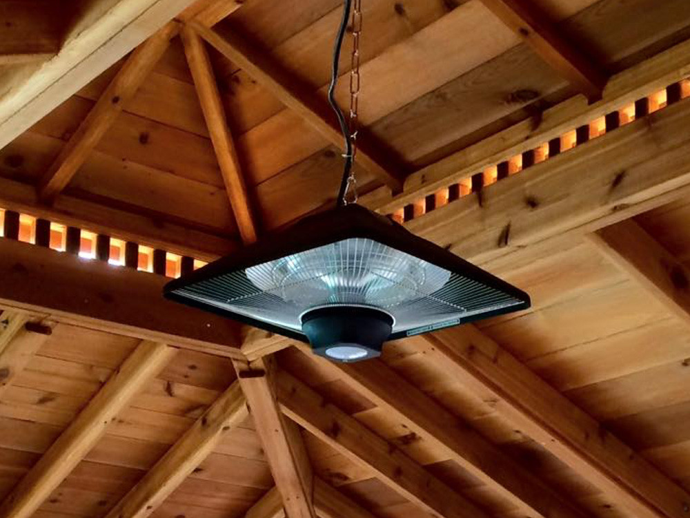 Chauffrette infrarouge suspendue pour l'intérieur de votre gazébo en bois de cèdre de Gazébec